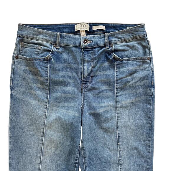 LOGO Lori Goldstein Jeans Women Size 14T Blue Straight Raw hem Cabincore Casual - Picture 2 of 12